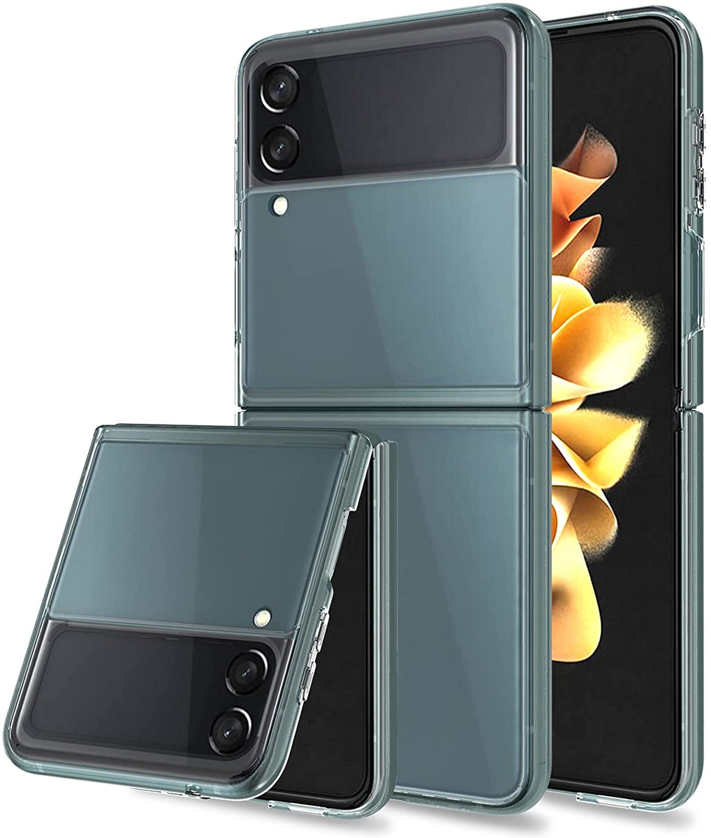 Funda para Galaxy Z Flip 4, funda para Samsung Z Flip 4, marco delgado de  TPU suave y cubierta trasera dura de PC con diseño plateado, funda
